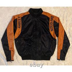 NEW Harley Davidson Black Orange Bar & Shield Nylon Racing Jacket