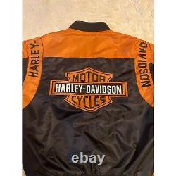 NEW Harley Davidson Black Orange Bar & Shield Nylon Racing Jacket