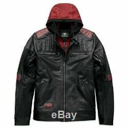 NEW Men's Harley Davidson Bar And Shield Leather Riding Jacket with Hood