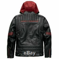 NEW Men's Harley Davidson Bar And Shield Leather Riding Jacket with Hood