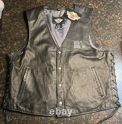 NWT Harley Davidson Men's Winged HONOR Bar & Shield Leather Vest Size 2XL