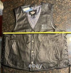 NWT Harley Davidson Men's Winged HONOR Bar & Shield Leather Vest Size 2XL