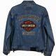 New! Harley-davidson Denim Trucker Jacket Mens Medium Blue Jean Bar Shield M