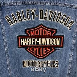 New! Harley-Davidson Denim Trucker Jacket Mens Medium blue jean Bar Shield M