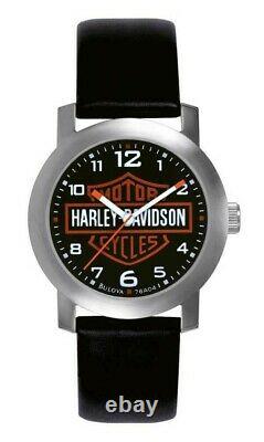 New Harley-Davidson Men's Bar & Shield Leather Wrist Watch 76A04