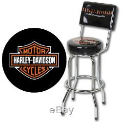 New Licensed Harley-Davidson Bar & Shield Logo Bar Stool with Backrest HDL-12204