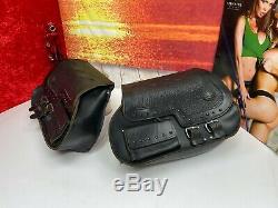 OEM 84-90 Harley Bar & Shield Thick Leather Saddlebags Softail Vintage