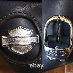 OEM Harley Davidson Softail Leather & Chrome Saddlebags Bar & Shield FXSTC FXSTS