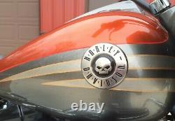 OEM Harley Willie G. Skull CVO Round Fuel Gas Tank Emblems Badges + Bar & Shield