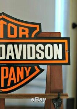 Porcelain Harley Davidson Motorcycle Bar and Shield Sign 23 X 13