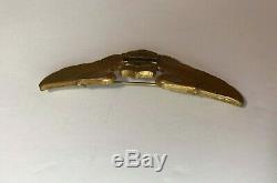 RARE Curved Vintage 40s Gold Harley Davidson Wings Pin Bar Shield Motorcycle hat
