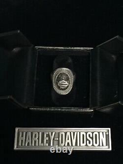 RARE HARLEY DAVIDSON Legend Sterling 925 Lava Rock Bar & Shield Ring Size 7 MOD