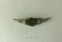 RARE Vintage 20s- 50s Silver Harley Davidson Wings Pin Bar Shield Motorcycle USA
