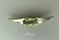 RARE Vintage 20s- 50s Silver Harley Davidson Wings Pin Bar Shield Motorcycle USA