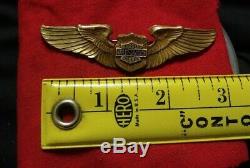 RARE Vintage 30s 40s Gold Harley Davidson Wings Pin Bar & Shield Motorcycle
