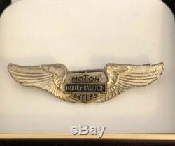 RARE Vintage 30s 40s Gold Harley Davidson Wings Pin Bar & Shield Motorcycle HOG