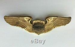RARE Vintage 30s 40s Gold Harley Davidson Wings Pin Bar & Shield Motorcycle HOG