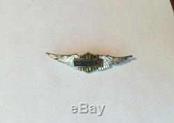 RARE Vintage 30s 40s Harley Davidson Silver Wings Pin Bar & Shield HOG HD