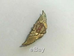 RARE Vintage 30s Gold Harley Davidson Wings Pin Bar Shield Crest Motorcycle hat