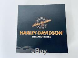Rare Color Harley Davidson Bar & Shield Logo Flames Billiard Pool Balls Set Cue
