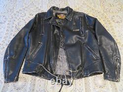 Rare Harley Davidson Men's XL Vintage Metal Bar Shield Black Leather Jacket