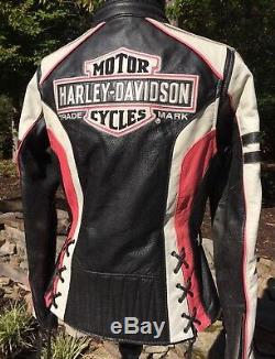 Rare Harley Davidson RIDGEWAY Pink Leather Jacket Women's Medium Bar Shield