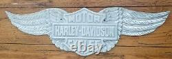 Rare Vintage Harley-Davidson Winged Bar & Shield Cast Aluminum Sign