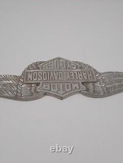 Rare Vintage Harley-Davidson Winged Bar & Shield Cast Aluminum Sign 22-1/2 long
