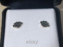 Stamper Black/Gold Earrings 14K Gold Jewlery Harley Bar Shield Studs Vintage