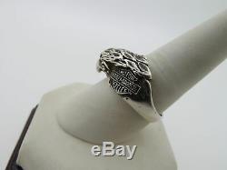 Sterling Silver Harley-Davidson Eagle Head With Bar & Shield Ring