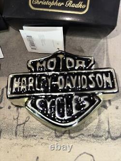 Two Christopher Radko Harley Davidson Bar and Shield Christmas Ornaments! NIB