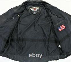 USA mens harley davidson leather jacket XL black Independence orange bar shield