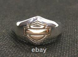 Unisex Harley-Davidson Ring Sterling Silver & 10k Gold Bar & Shield Logo