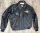 Vtg Rare Harley Davidson Men Brown Leather Bomber Jacket Winged Bar&shield Sz L
