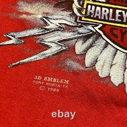 Vintage 1980s Harley 3D Emblem T Shirt Eagle Bar Shield Graphic RARE