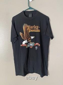 Vintage 1986 3D Emblem Harley Davidson American Eagle T shirt Bar And Shield XL