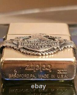 Vintage 1999 Harley Davidson Brass Zippo Bar And Shield