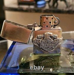 Vintage 1999 Harley Davidson Brass Zippo Bar And Shield