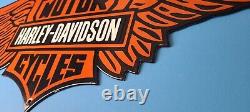 Vintage 35 Harley Davidson Motorcycle Porcelain Gas Bike Bar & Shield Logo Sign