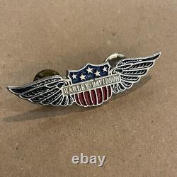 Vintage 50's Gold Harley Davidson Hat Bar & Shield Wing Pin, TROY 54. Buttons