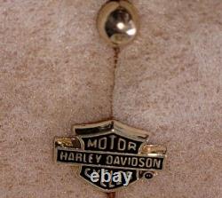 Vintage Authentic Harley Davidson 10 Kt Yellow Gold Belly Button Ring Bar Shield