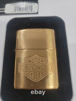 Vintage Harley Davidson 1997 Zippo Solid Brass Bar & Shield Brand New