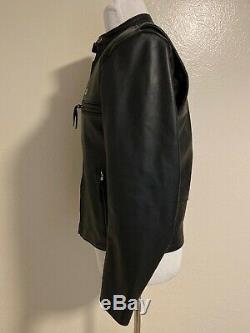 Vintage Harley Davidson Black Leather Basic Skins Bar Shield Jacket Small EUC