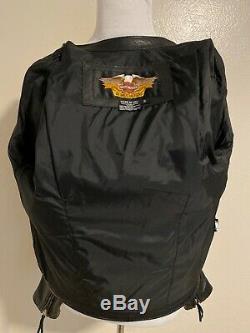 Vintage Harley Davidson Black Leather Basic Skins Bar Shield Jacket Small EUC