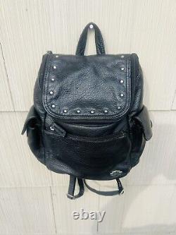 Vintage Harley Davidson Black Leather Mini Backpack/Bar & Shield/Medium /Studded