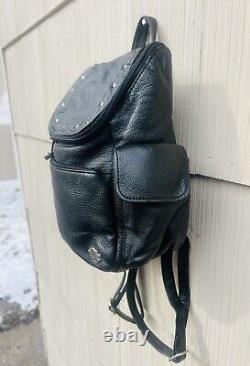 Vintage Harley Davidson Black Leather Mini Backpack/Bar & Shield/Medium /Studded