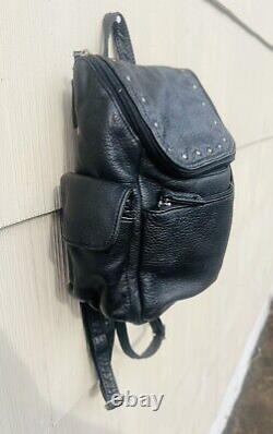 Vintage Harley Davidson Black Leather Mini Backpack/Bar & Shield/Medium /Studded