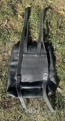 Vintage Harley Davidson Black/White Speckled Leather Backpack/Bar & Shield/Large