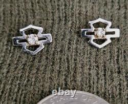 Vintage Harley Davidson Earrings with a Diamond attached to Bar & Shield