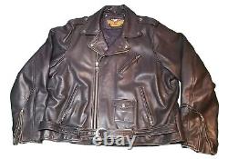 Vintage Harley Davidson Leather Jacket 3XL Bar & Shield Biker Black Embossed